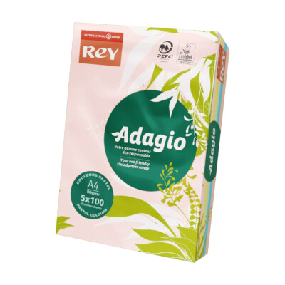 Papel Adagio de color DIN-A4 - 80 g - 500 hojas. 5 colores surtidos (Pastel)