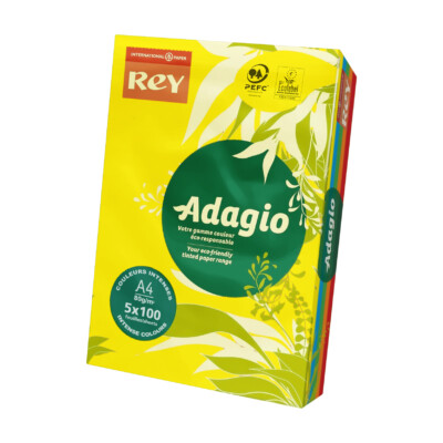 Papel Adagio de color DIN-A4 - 80 g - 500 hojas. 5 colores surtidos (Intenso)
