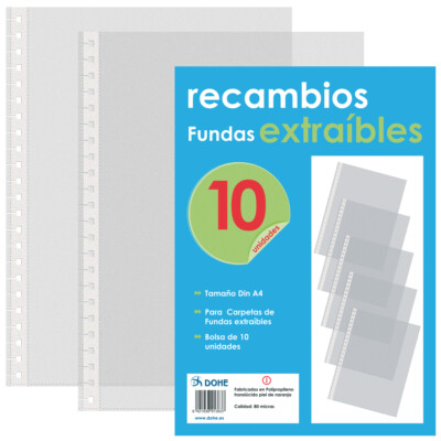 Dohe - Recambio 10 Fundas P.P. Carpeta De Fundas P.P. Extraíble