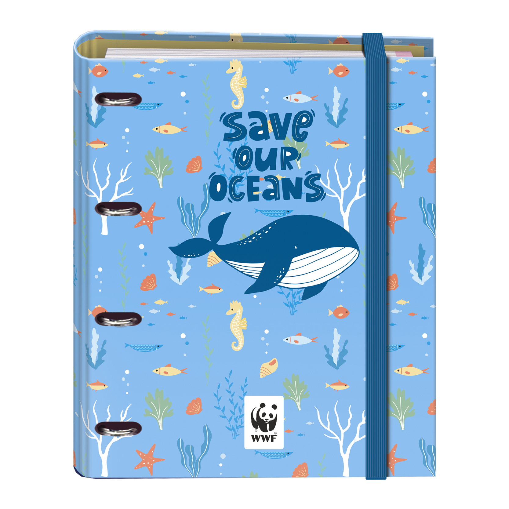 Dohe Quaderno A5 WWF Save Our Oceans - Copertina Rigida, Spirale, 100 Fogli A Quadretti 5mm