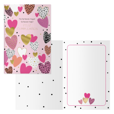 Dohe - Tarjeta de Felicitación Cumpleaños - Tamaño 11,5 x 17 cm - Modelo Corazones
