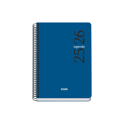 Dohe - Agenda escolar 2025-2026 - Tamaño A5 - Semana Vista - Modelo Esencial - Basic - Azul