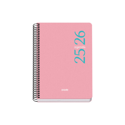Dohe - Agenda escolar 2025-2026 - Tamaño A5 - Semana Vista - Modelo Esencial - Basic - Rosa