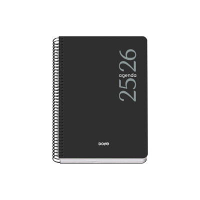 Dohe - Agenda escolar 2025-2026 - Tamaño A5 - Semana Vista - Modelo Esencial - Basic - Negro