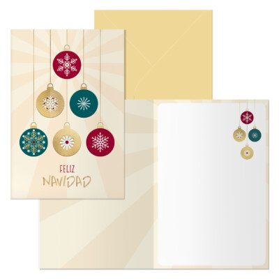 Dohe - Tarjeta de Felicitación Navidad - Tamaño 11,5 x 17 cm - Modelo Balls