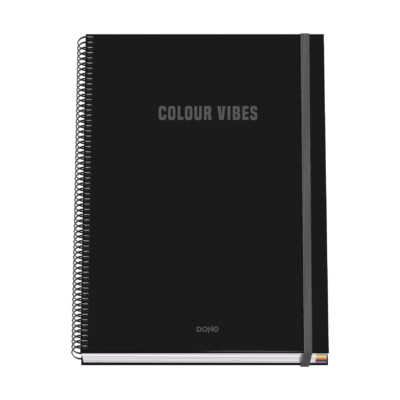 Dohe - Cuaderno A4 Espiral Tapa Dura - Color Negro - Colección Colour Vibes