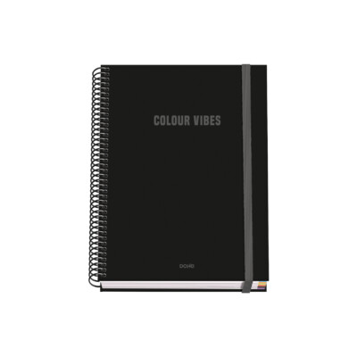 Dohe - Cuaderno A5 Espiral Tapa Dura - Color Negro - Colección Colour Vibes