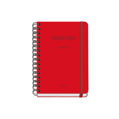Dohe - Agenda Académica 2025-2026 - Semana Vista - Tamaño A5 - Color Rojo - Colección Colour Vibes