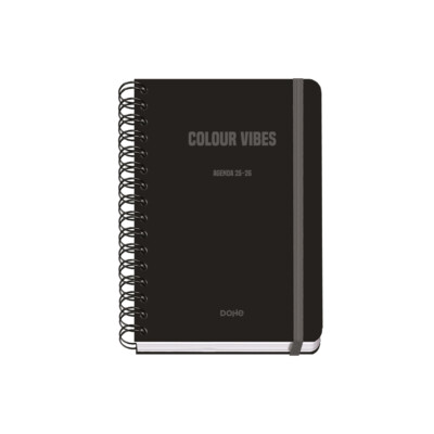 Dohe - Agenda Académica 2025-2026 - Semana Vista - Tamaño A5 - Color Negro - Colección Colour Vibes
