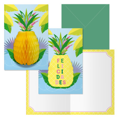 Dohe - Tarjeta de Felicitación Guirnalda - Tamaño 11,5 x 17 cm - Modelo Piña