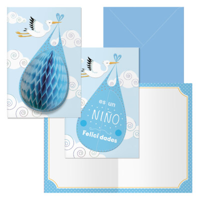 Dohe - Tarjeta de Felicitación Guirnalda - Tamaño 11,5 x 17 cm - Modelo Cigüeña