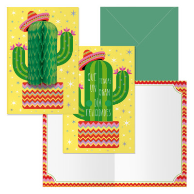 Dohe - Tarjeta de Felicitación Guirnalda - Tamaño 11,5 x 17 cm - Modelo Cactus