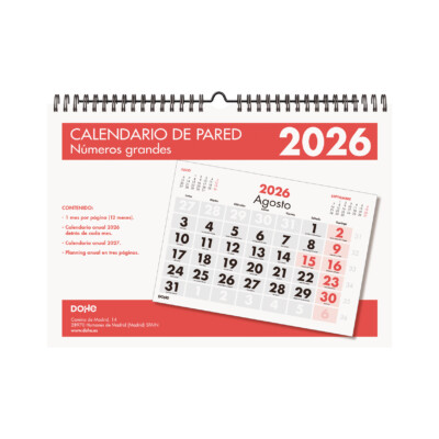 Dohe - Calendario pared - A4 - Números grandes