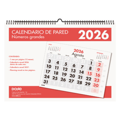 Dohe - Calendario pared - A3 - Números grandes