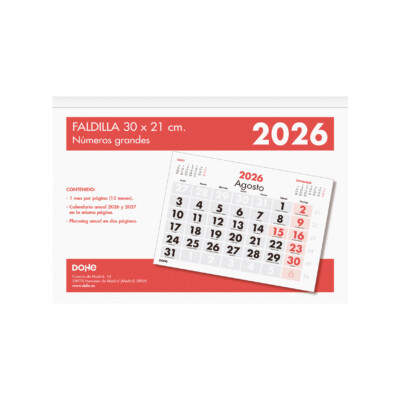 Dohe - Calendario sobremesa / Faldilla - 30 x 21 cm. - Números grandes