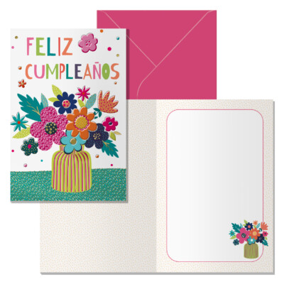 Dohe - Tarjeta de Felicitación Cumpleaños - Tamaño 11,5 x 17 cm - Modelo Flores