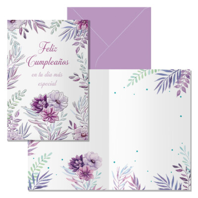 Dohe - Tarjeta de Felicitación Cumpleaños - Tamaño 11,5 x 17 cm - Modelo Lavanda