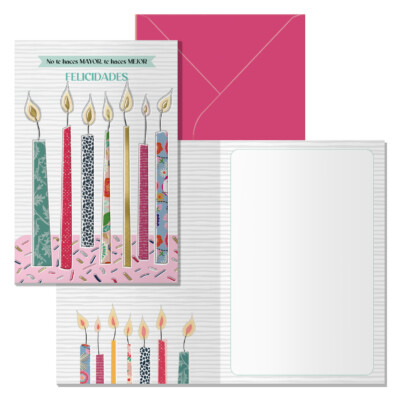 Dohe - Tarjeta de Felicitación Cumpleaños - Tamaño 11,5 x 17 cm - Modelo Azúcar