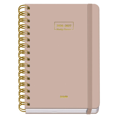 Dohe - Agenda Escolar 2026-2027 - Día Página - Tamaño A5 - Color Beige - Premium