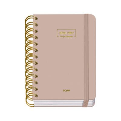 Dohe - Agenda Escolar 2026-2027 - Día Página - Tamaño A6 - Color Beige - Premium
