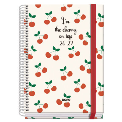 Dohe - Agenda Escolar 2026-2027 - Día Página - Tamaño A5 - Modelo Cerezas - Prime
