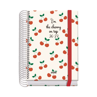 Dohe - Agenda Escolar 2026-2027 - Día Página - Tamaño A6 - Modelo Cerezas - Prime