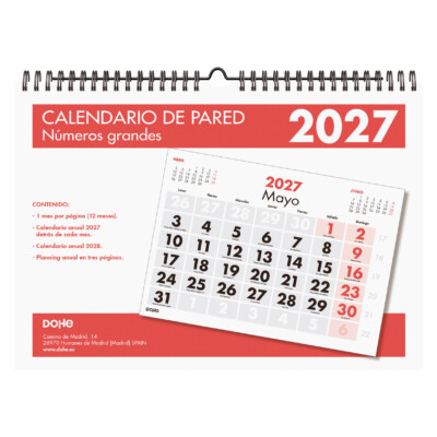 Dohe - Calendario pared - A4 - Números grandes