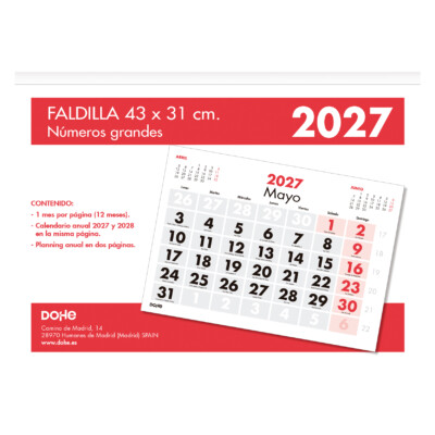 Dohe - Calendario sobremesa / Faldilla - 43 x 31 cm. - Números grandes