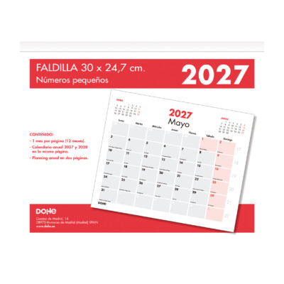 Dohe - Calendario sobremesa / Faldilla - 30 x 24,7 cm. - Números pequeños.