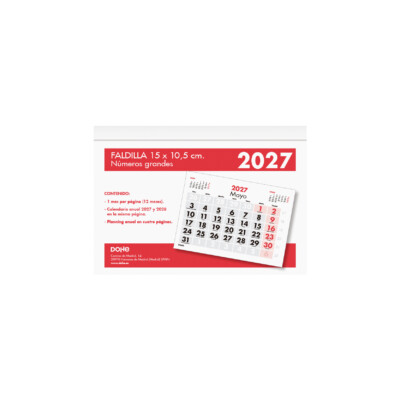 Dohe - Calendario sobremesa / Faldilla - 15 x 10,5 cm. - Números grandes