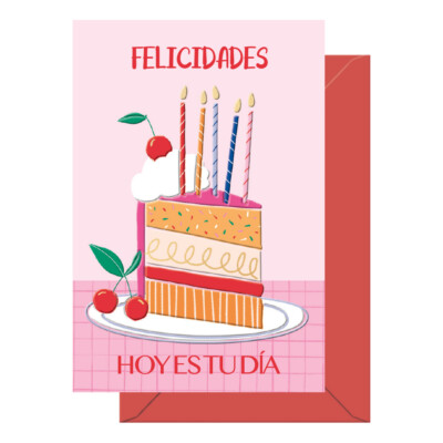 Dohe - Tarjeta de Felicitación Cumpleaños - Tamaño 11,5 x 17 cm - Modelo Cereza