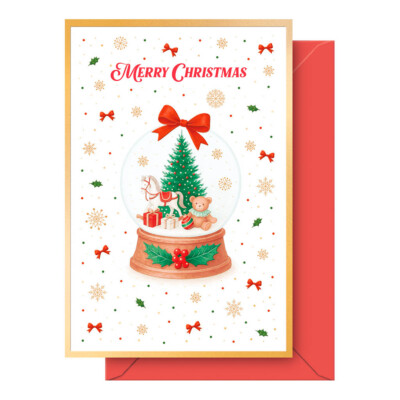 Dohe - Tarjeta de Felicitación Navideña - Tamaño 11,5 x 17 cm - Modelo Snow Globe
