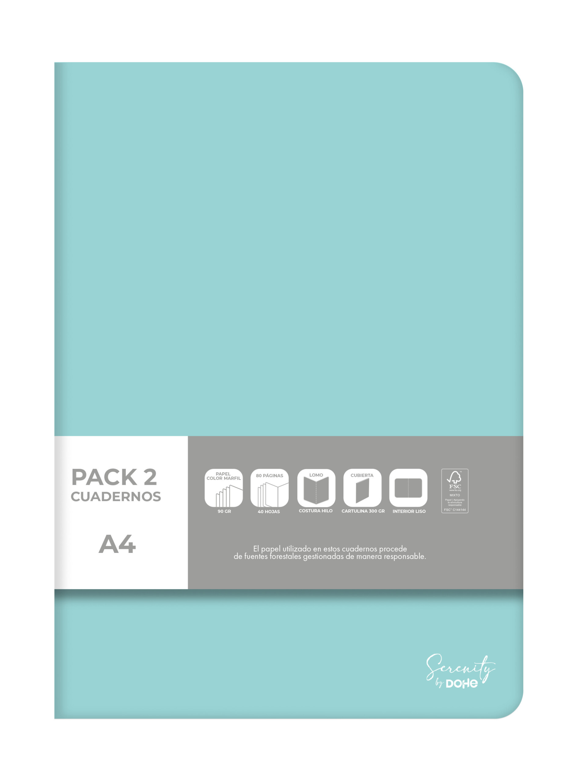 Dohe - Pack de 2 cuadernos A4 Serenity - Verde