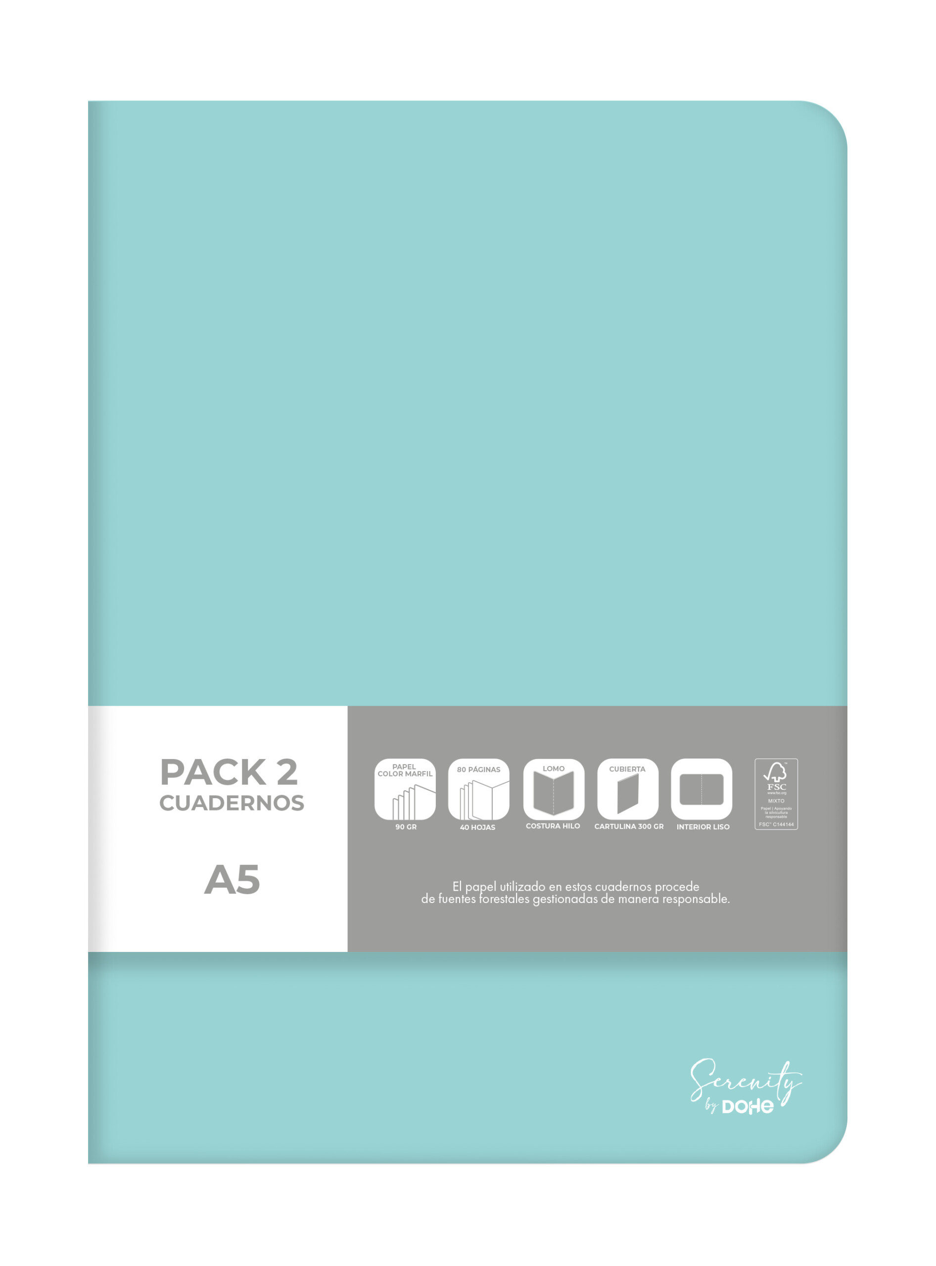 Dohe - Pack de 2 cuadernos A5 Serenity - Verde