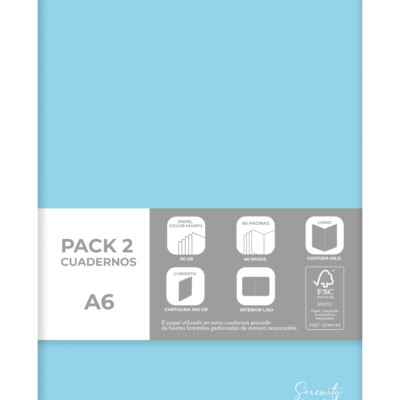 Dohe - Pack de 2 cuadernos A6 Serenity - Azul