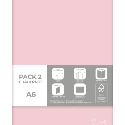Dohe - Pack de 2 cuadernos A6 Serenity - Rosa
