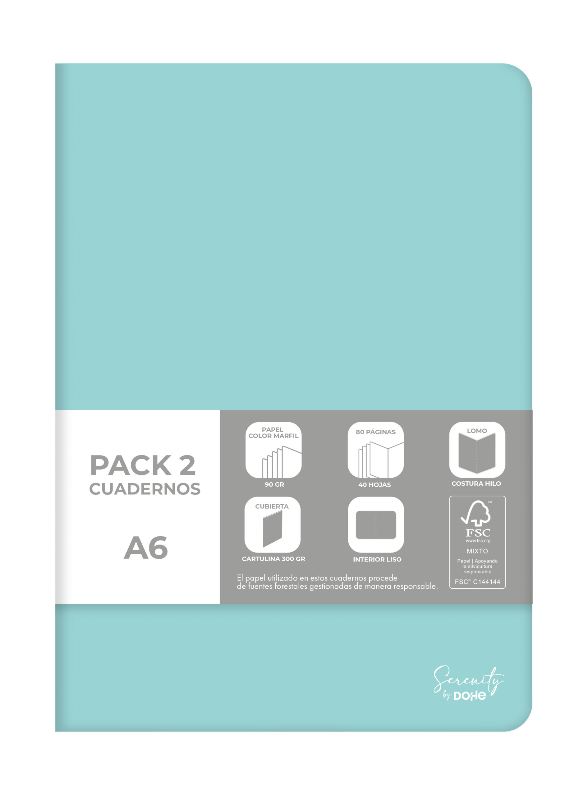 Dohe - Pack de 2 cuadernos A6 Serenity - Verde