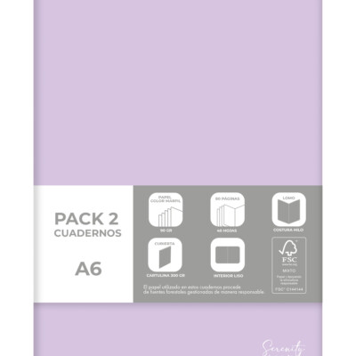 Dohe - Pack de 2 cuadernos A6 Serenity - Morado