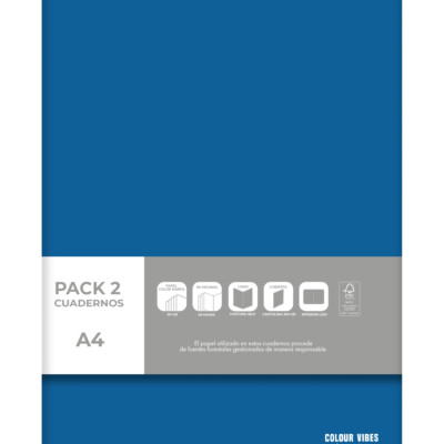Dohe - Pack de 2 cuadernos A4 Colour Vibes - Azul