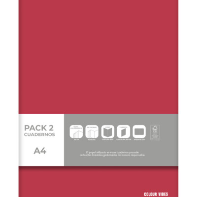 Dohe - Pack de 2 cuadernos A4 Colour Vibes - Rojo