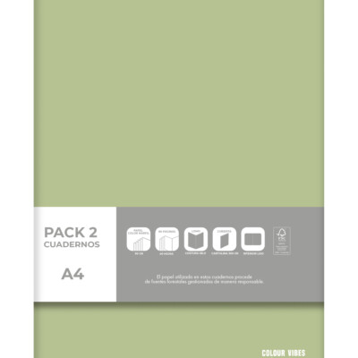 Dohe - Pack de 2 cuadernos A4 Colour Vibes - Verde