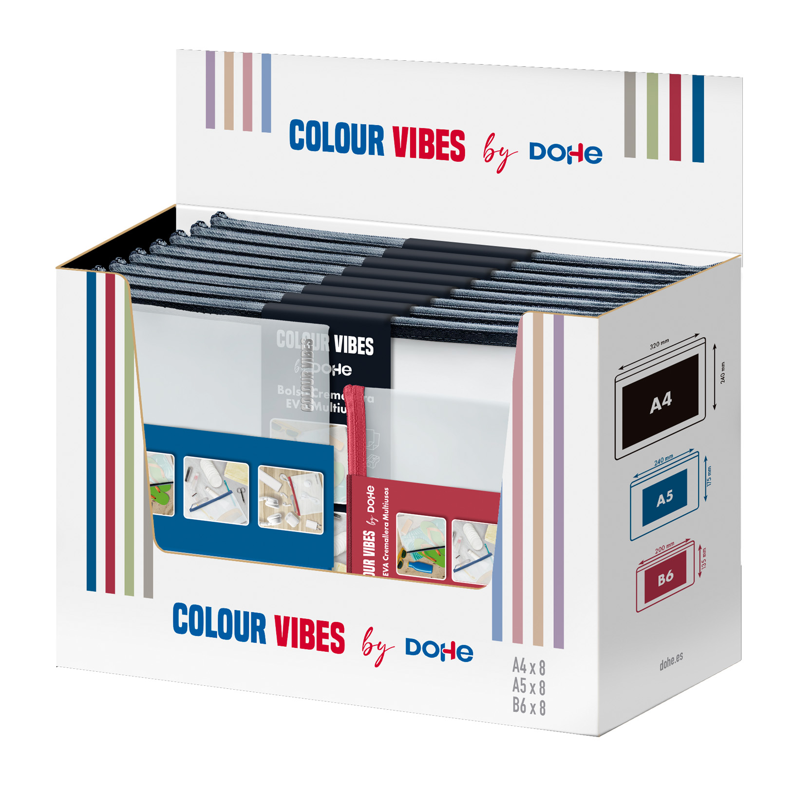 Dohe - Expositor Bolsas Cremallera Eva - 24 unidades - Colour Vibes