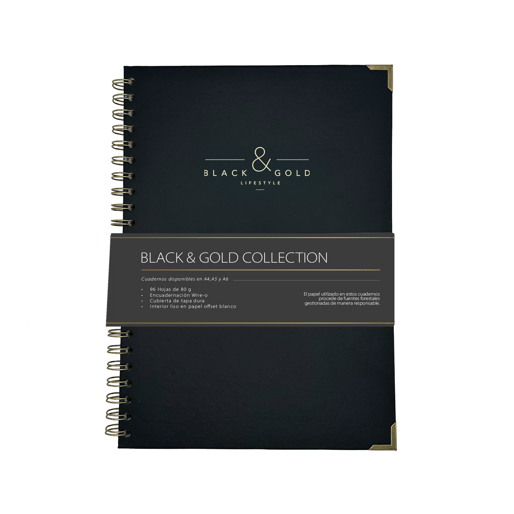 Dohe - Cuaderno A4 Wire'o - Black & Gold