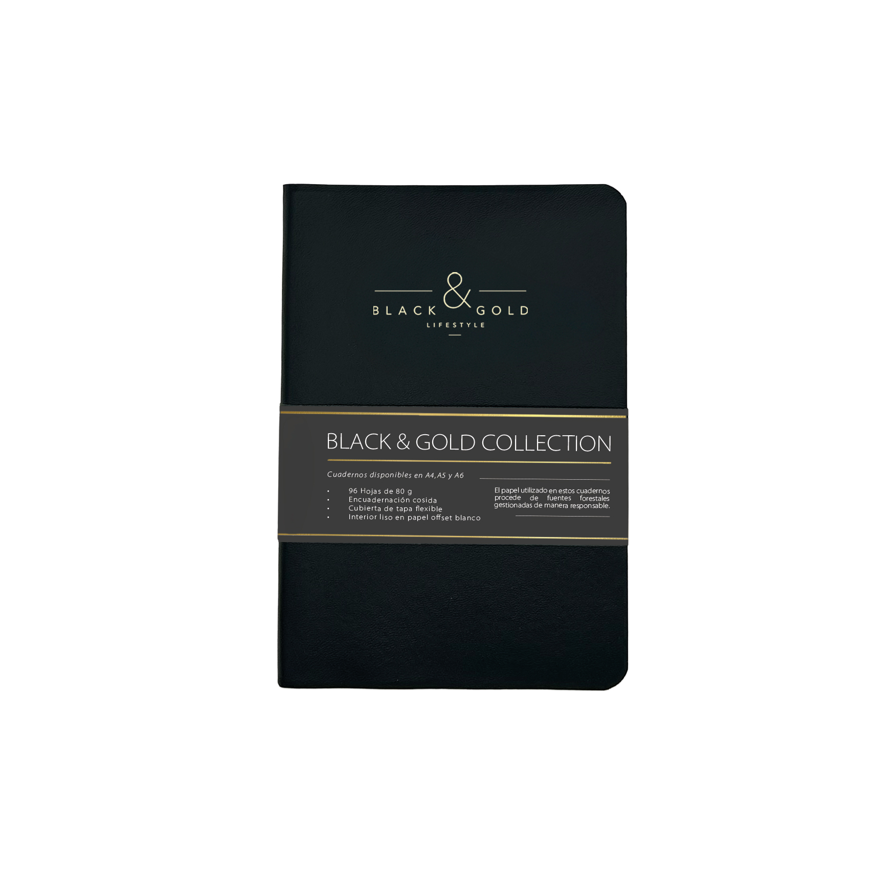 Dohe - Cuaderno Flexible A5 - Black & Gold
